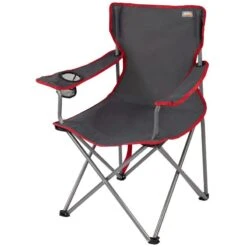 AKTIVE - Chaise Pliante Camping 64,50x49,50x82 Cm, Gris Foncé Et Rouge