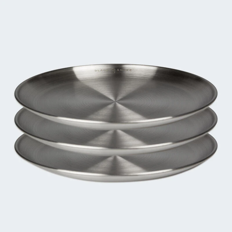 Assiette Plate De Camping | Diamètre Env. 23 Cm | Acier Inox | 3 Assiettes – Image 6