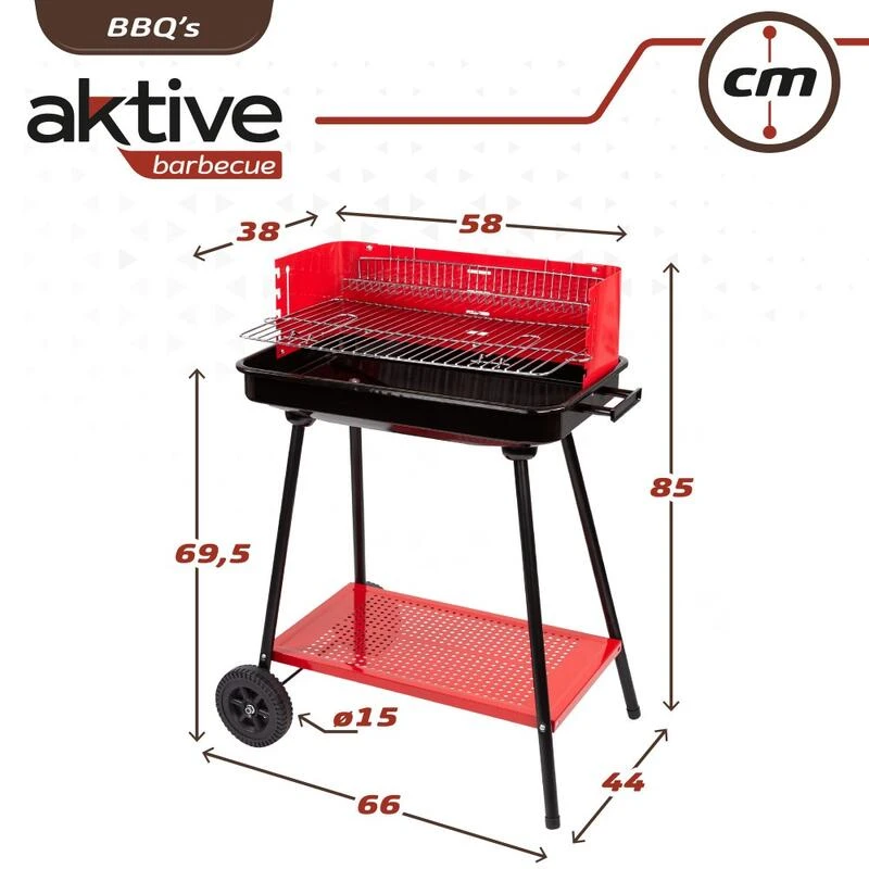 Barbecue Portable Au Charbon De Bois Pour 4 Niveaux Aktive – Image 6