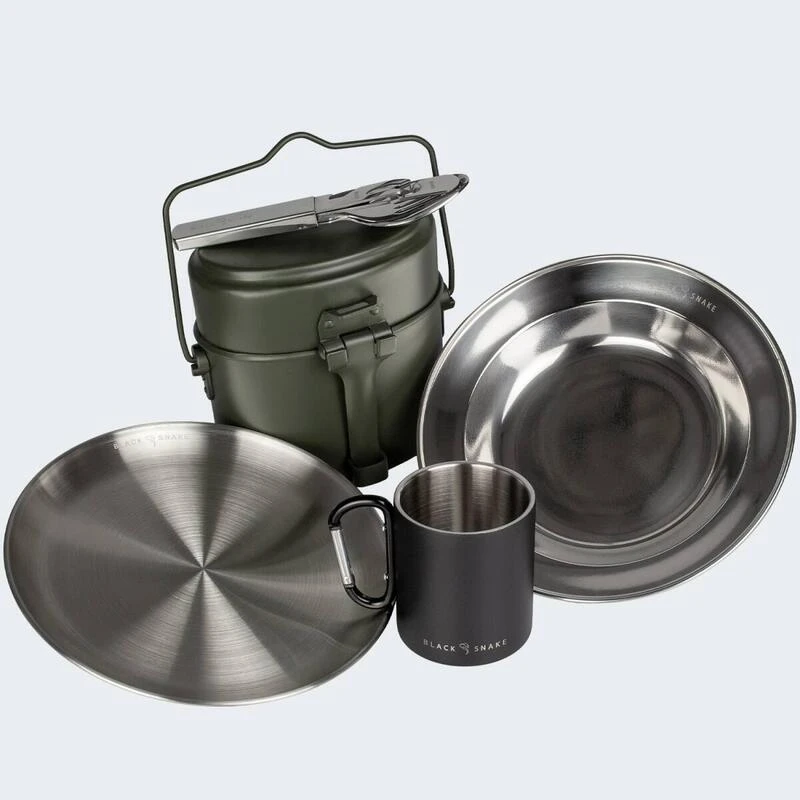 Batterie De Cuisine De Camping, Assiette Plate & Creuse, Couverts Et Tasse Set – Image 2