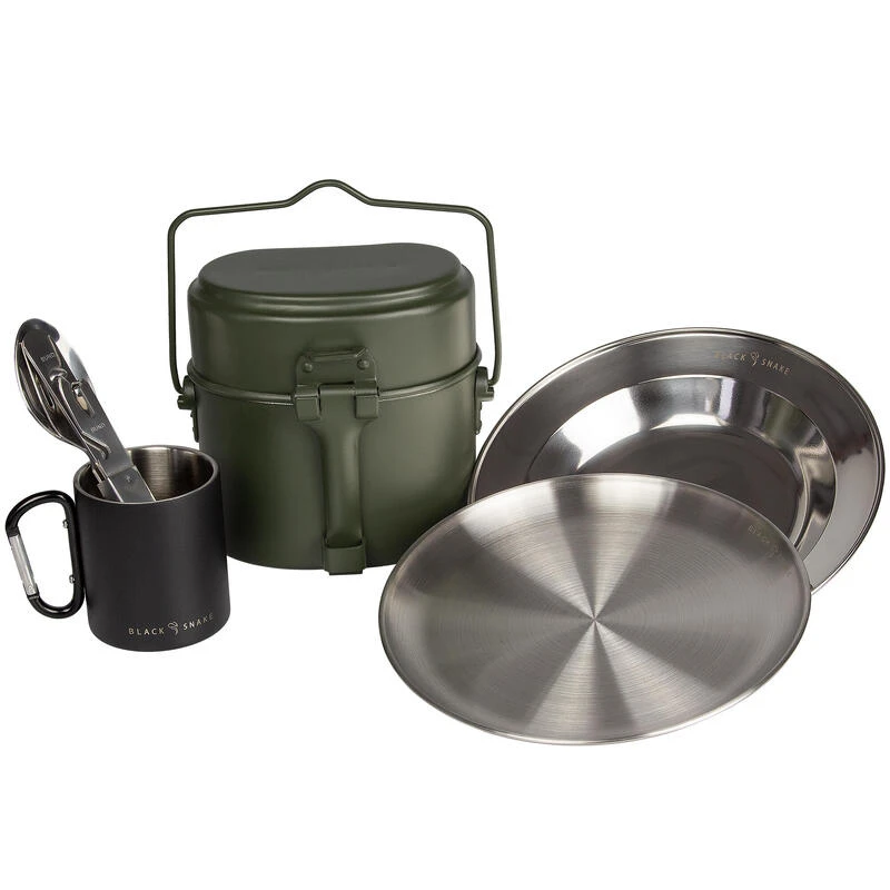 Batterie De Cuisine De Camping, Assiette Plate & Creuse, Couverts Et Tasse Set
