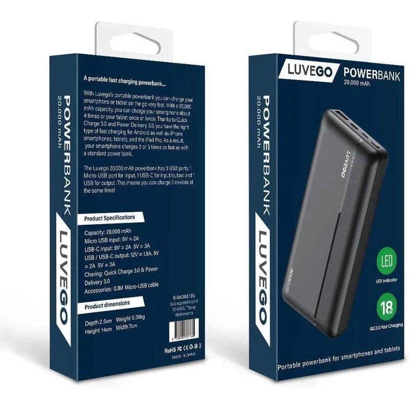 Batterie Externe Luvego 20 000 MAh - Compacte – Image 2
