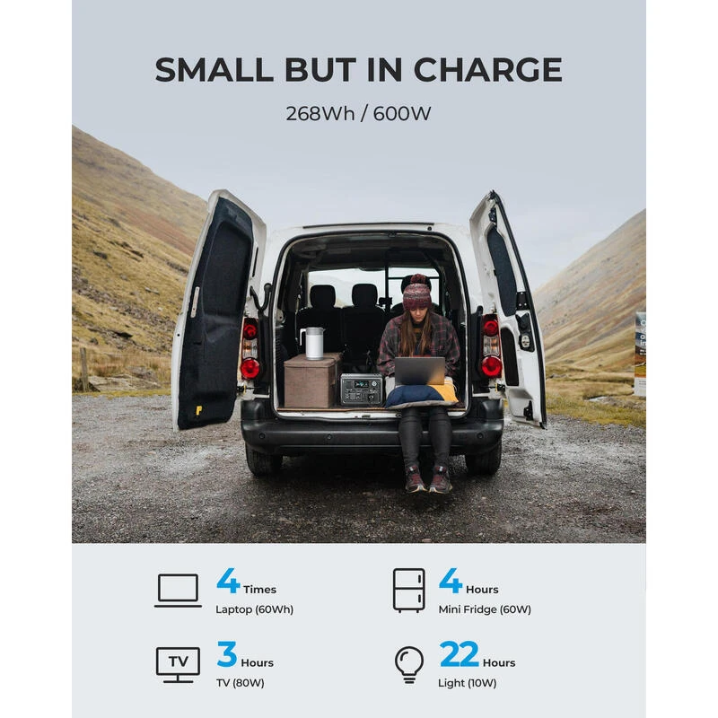 BLUETTI Générateur Électrique EB3A+PV200 268Wh/600W LiFePO4 Batterie Pour Voyage – Image 2