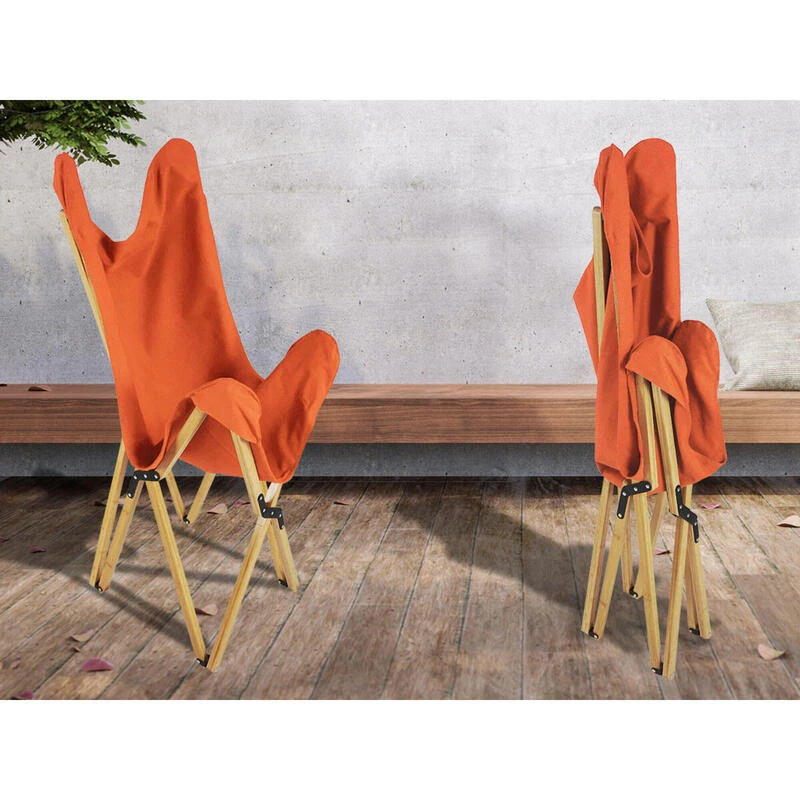 Chaise Longue Tofte - Chaise Relax De Camping - Pliable - Max. 120 Kg - Orange – Image 6