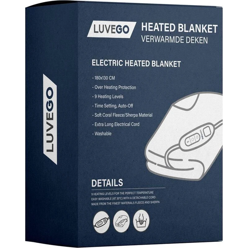 Couverture Électrique Luvego Avec Polaire/Sherpa - Brun Foncé – Image 2