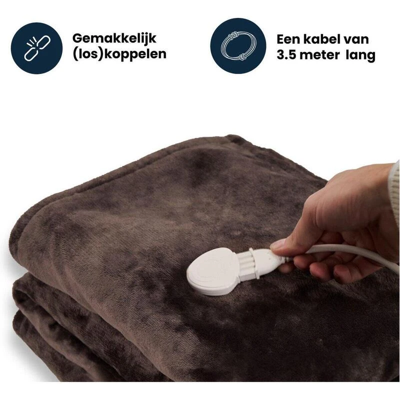 Couverture Électrique Luvego Avec Polaire/Sherpa - Brun Foncé – Image 5