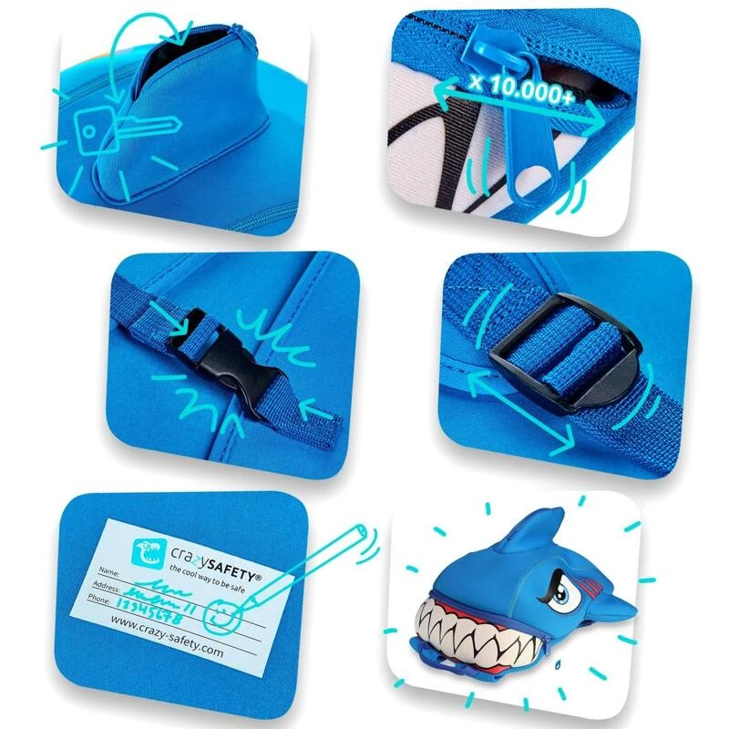 Sac à Dos Pour Enfants | Requin Bleu | Crazy Safety | Testé Et Certifié – Image 3