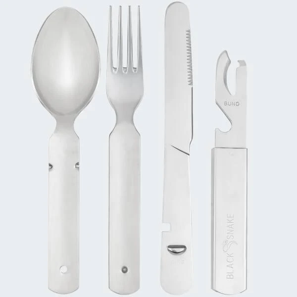Set De Couverts De Camping & Assiette Creuse Inox | 4 Personnes – Image 5