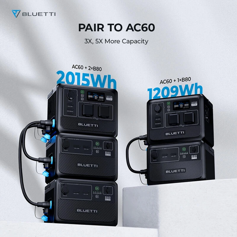 Station Électrique Portable BLUETTI AC60+B80+PV200,IP65 Générateur Solaire – Image 6