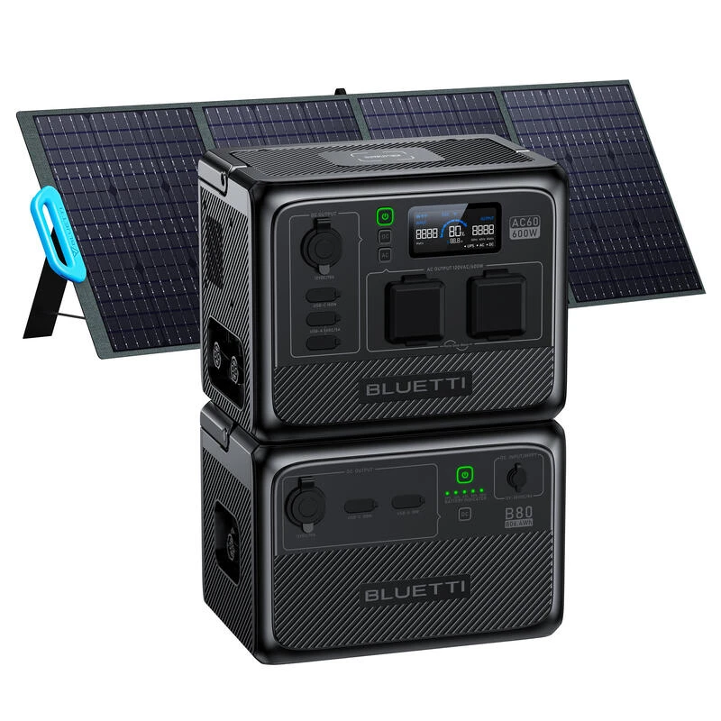 Station Électrique Portable BLUETTI AC60+B80+PV200,IP65 Générateur Solaire