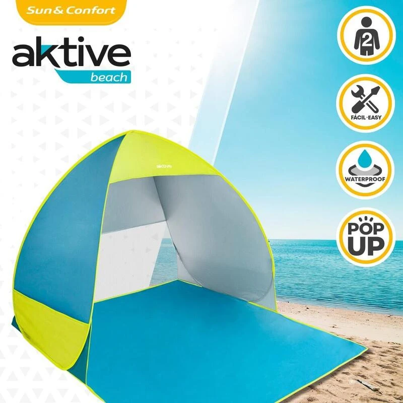 Tente De Plage Pop Up Bleue Et Verte Aktive Beach – Image 2