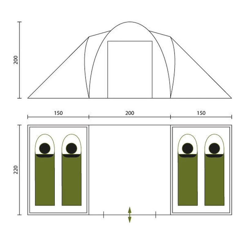 Tente Dôme Hammerfest 4 Sleeper Protect - Sol Cousu - 4 Pers - 2 Cabines Noires – Image 7